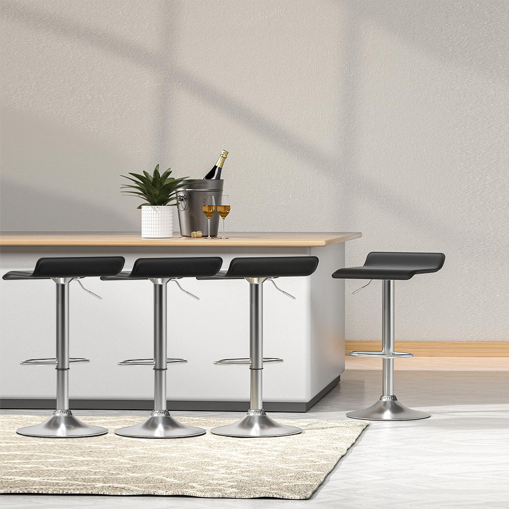 4x Bar Stools Faux Leather Chair Black by Artiss