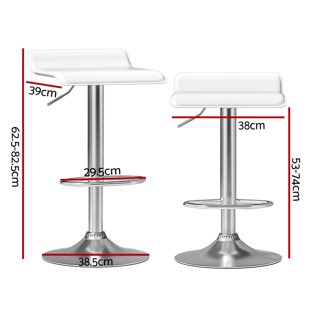 2x Bar Stools Faux Leather Chair White by Artiss
