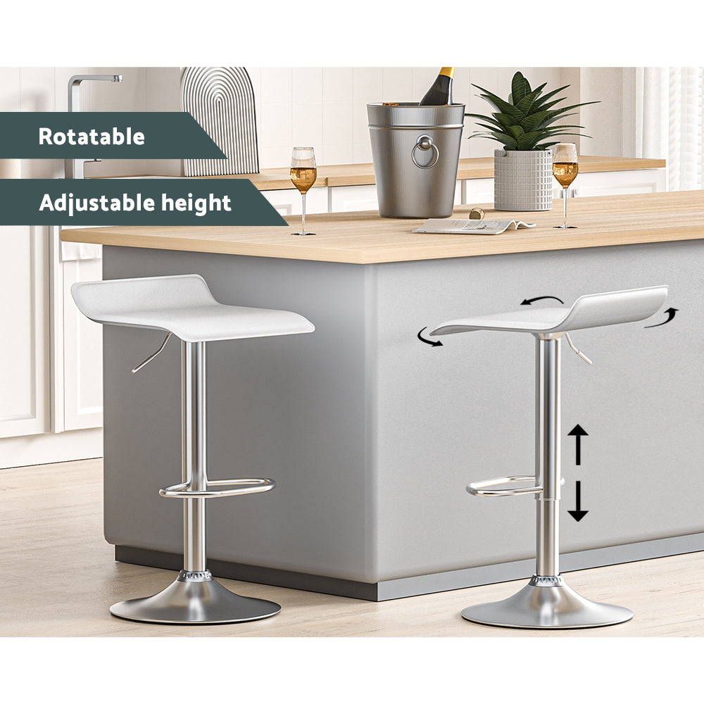 2x Bar Stools Faux Leather Chair White by Artiss