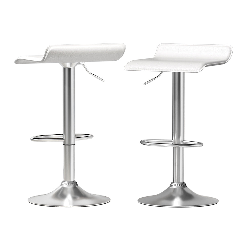 2x Bar Stools Faux Leather Chair White by Artiss