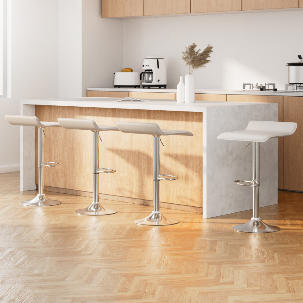 4x Bar Stools Faux Leather Chair White by Artiss