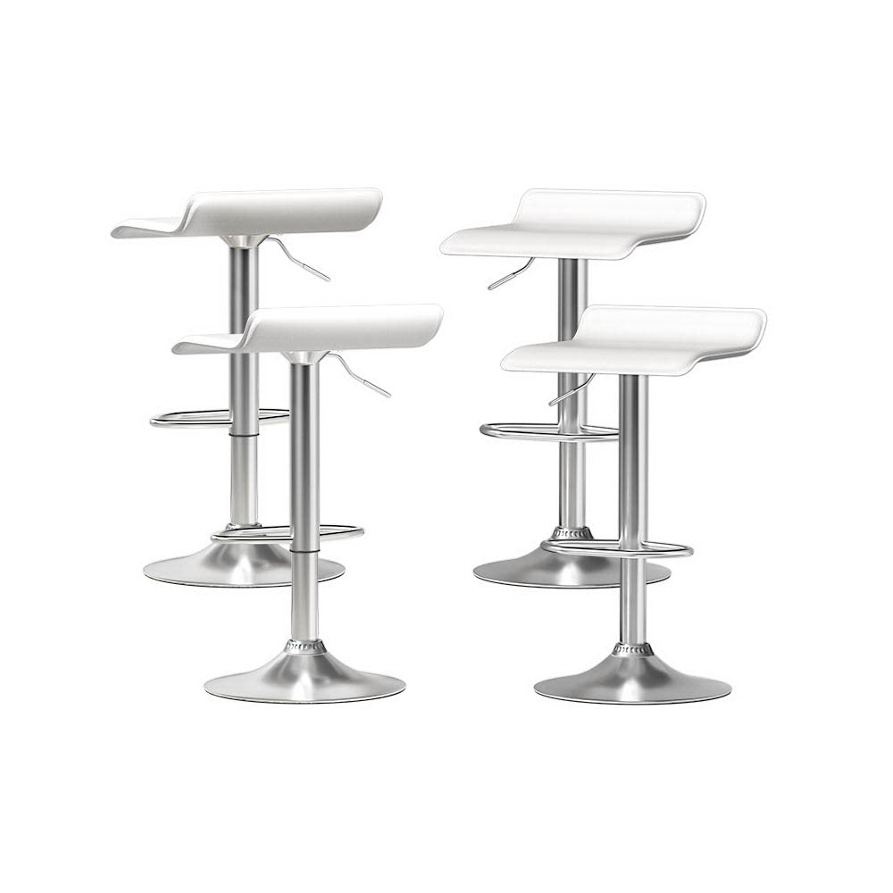 4x Bar Stools Faux Leather Chair White by Artiss