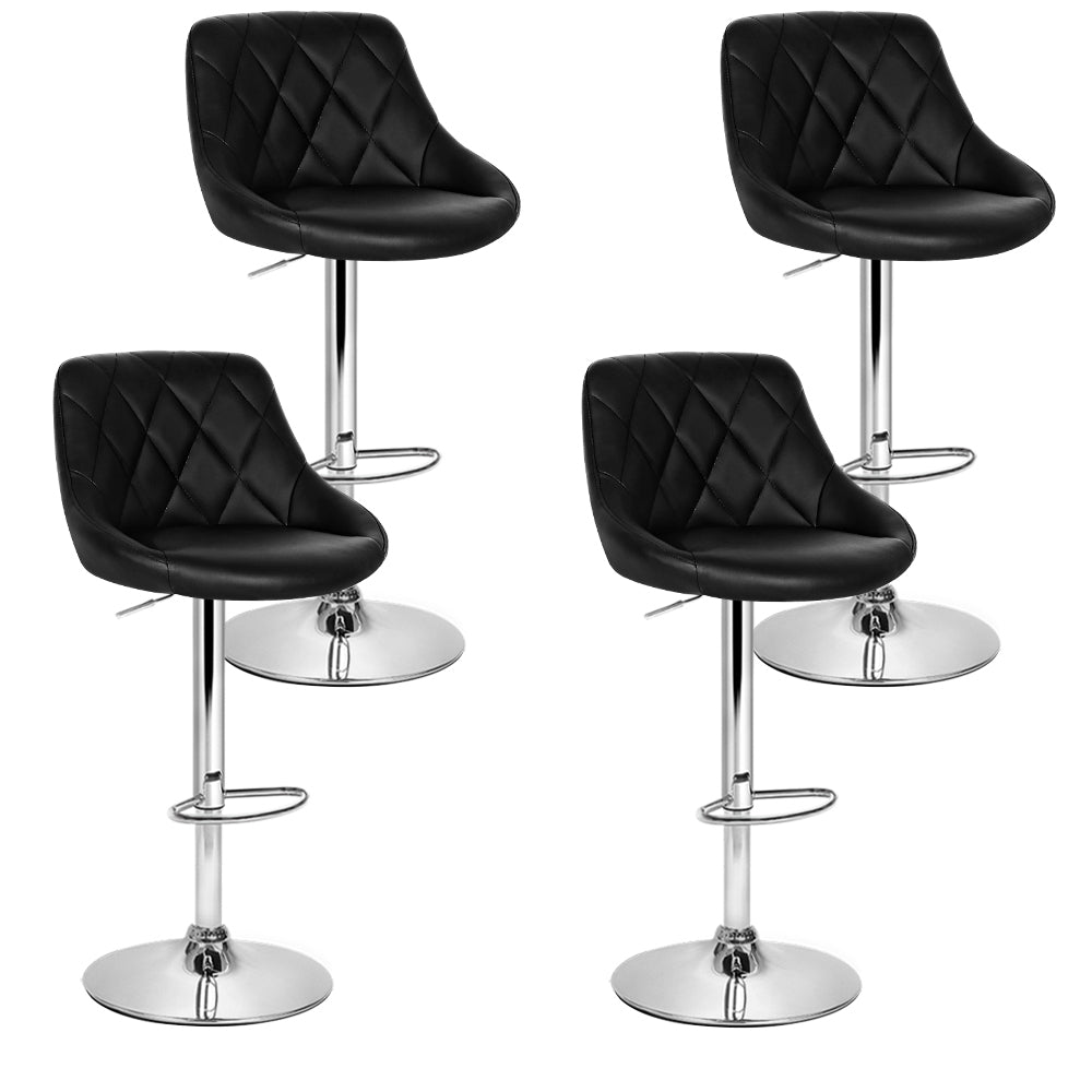 4x Bar Stools Leather Padded Gas Lift Black by Artiss