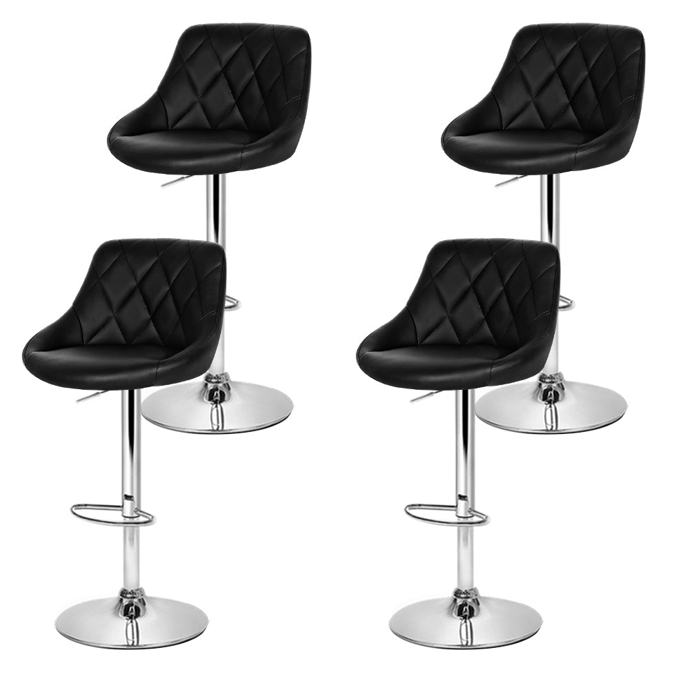 4x Bar Stools Leather Padded Gas Lift Black by Artiss