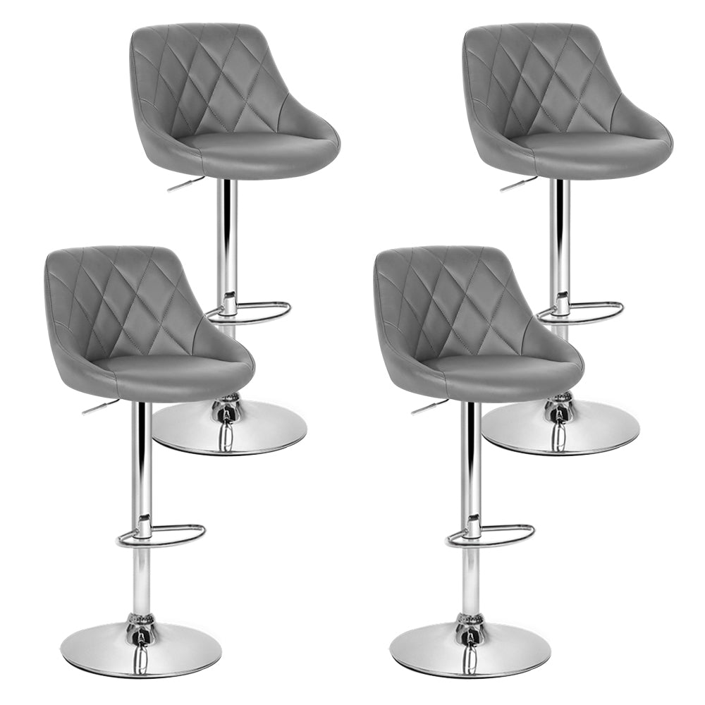 4x Bar Stools Leather Padded Gas Lift Grey by Artiss