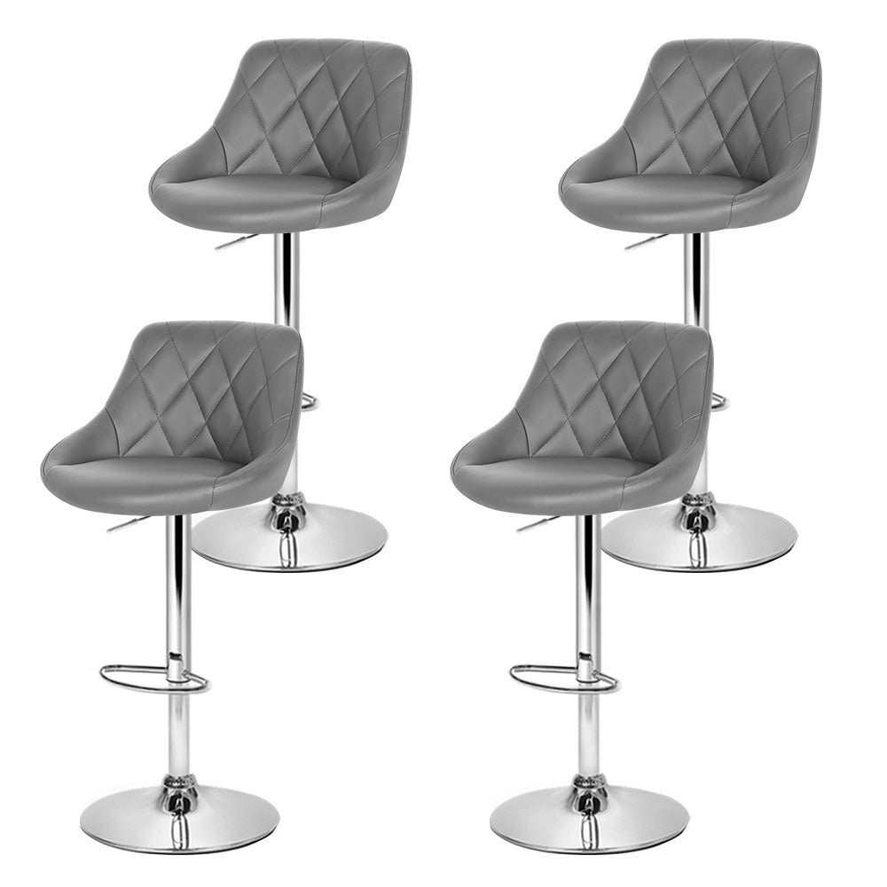 4x Bar Stools Leather Padded Gas Lift Grey by Artiss