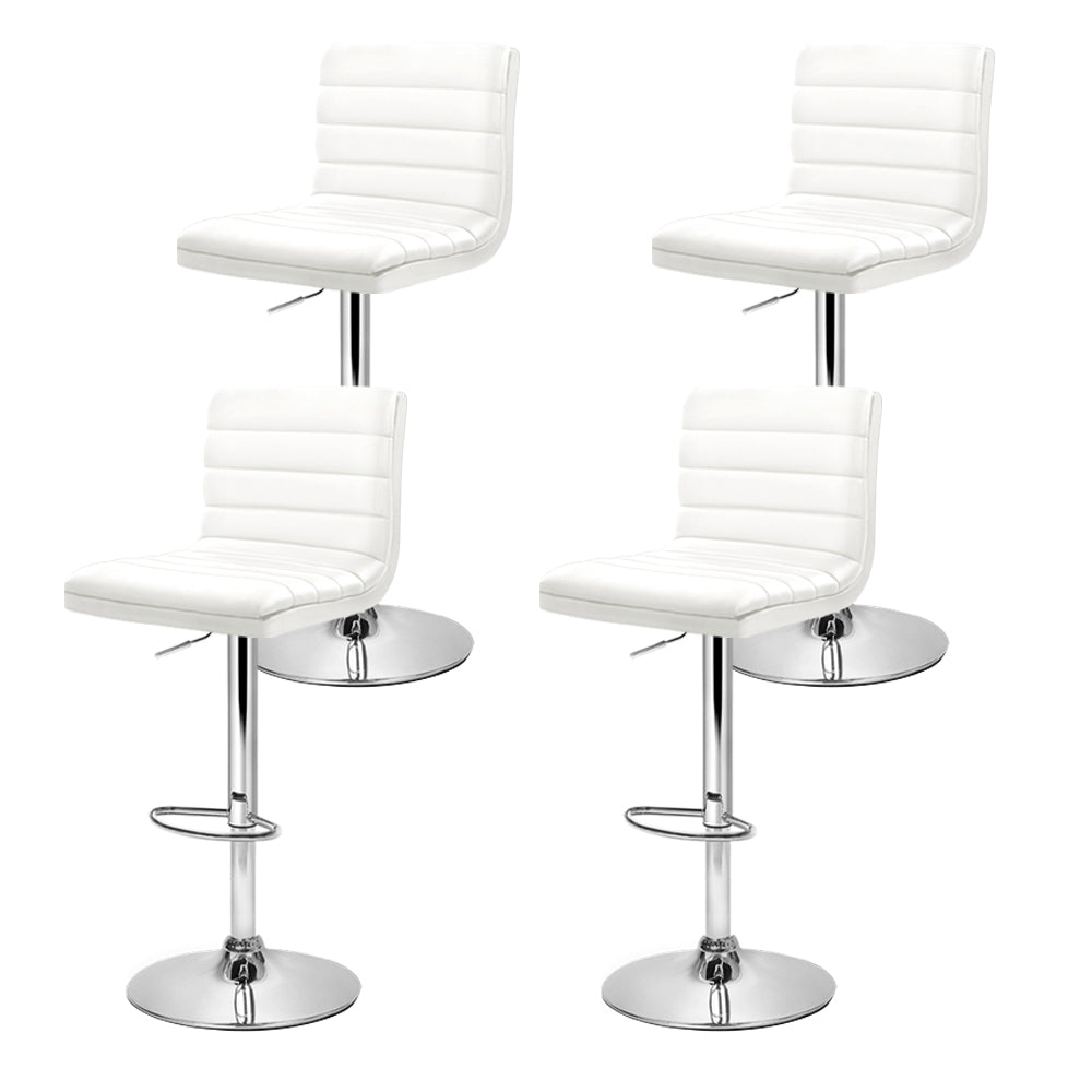 4x Bar Stools Padded Leather Gas Lift White by Artiss