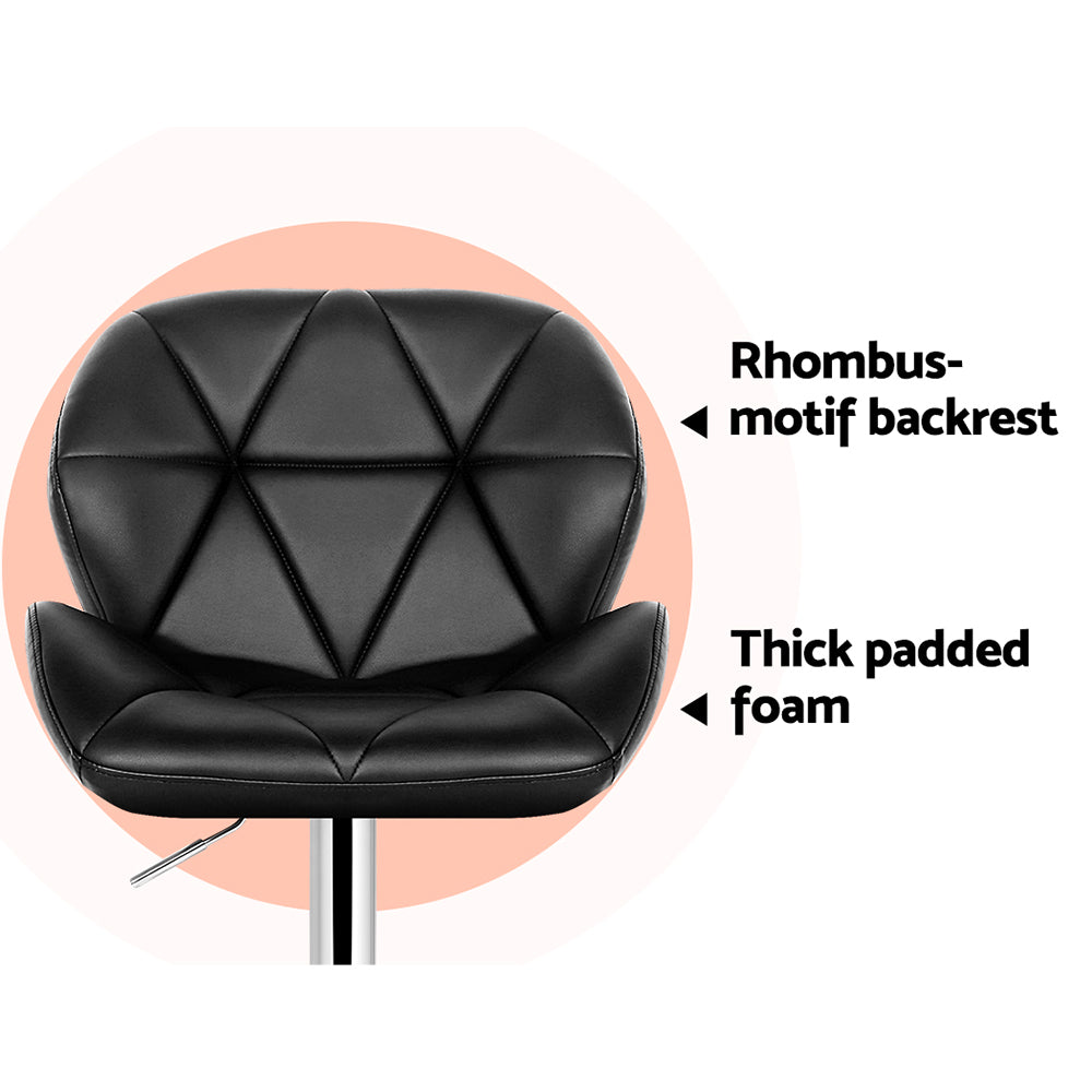 4x Bar Stools Gas Lift Padded Leather Black by Artiss