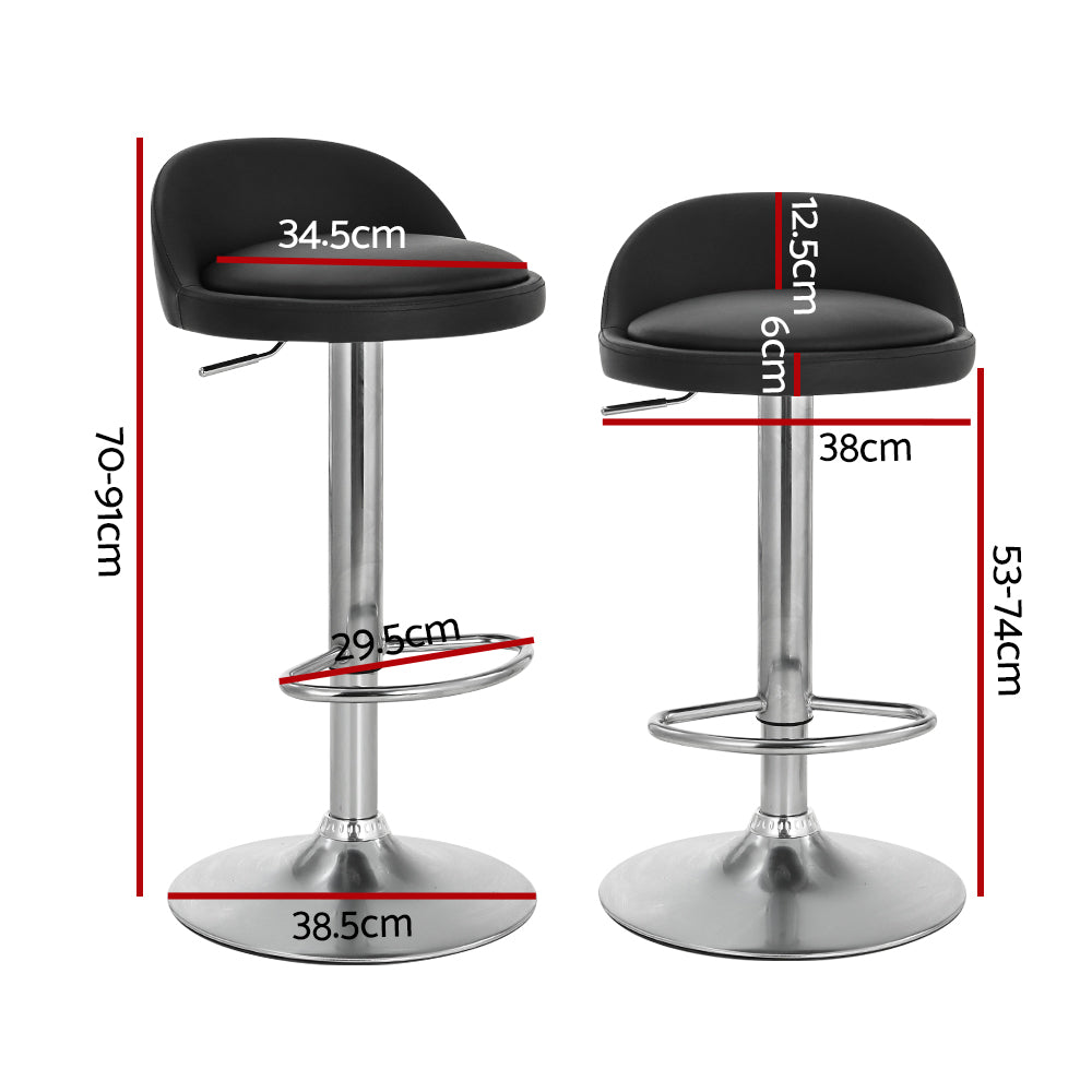 4x Bar Stools PU Leather Gas Lift Black by Artiss