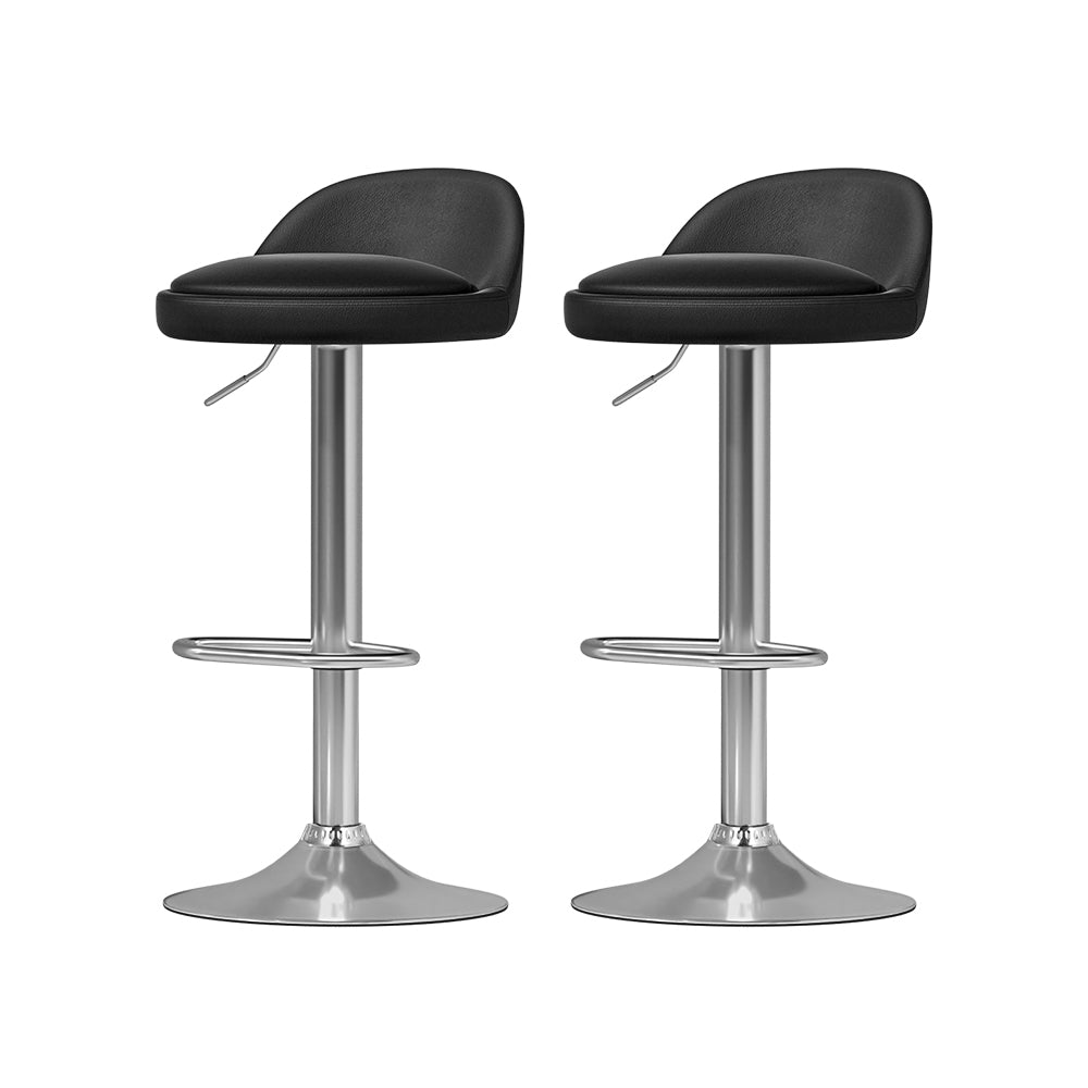 4x Bar Stools PU Leather Gas Lift Black by Artiss
