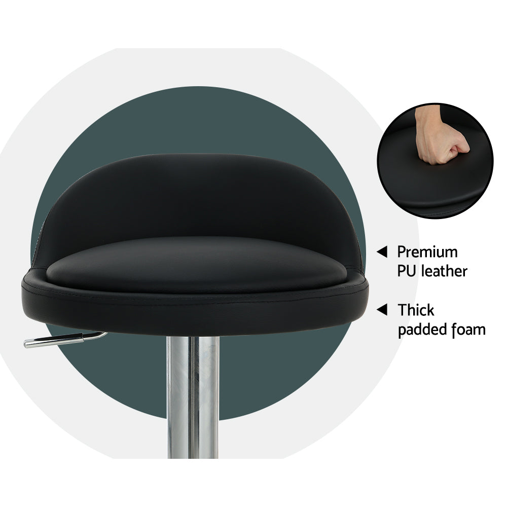 4x Bar Stools PU Leather Gas Lift Black by Artiss