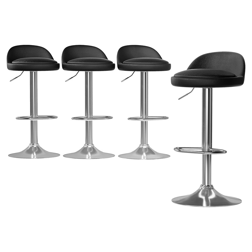 4x Bar Stools PU Leather Gas Lift Black by Artiss