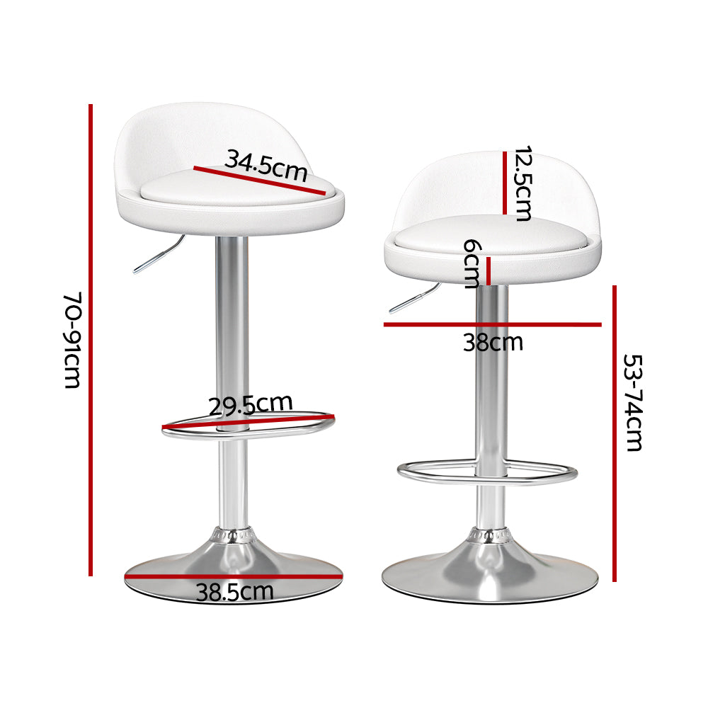 4x Bar Stools PU Leather Gas Lift White by Artiss