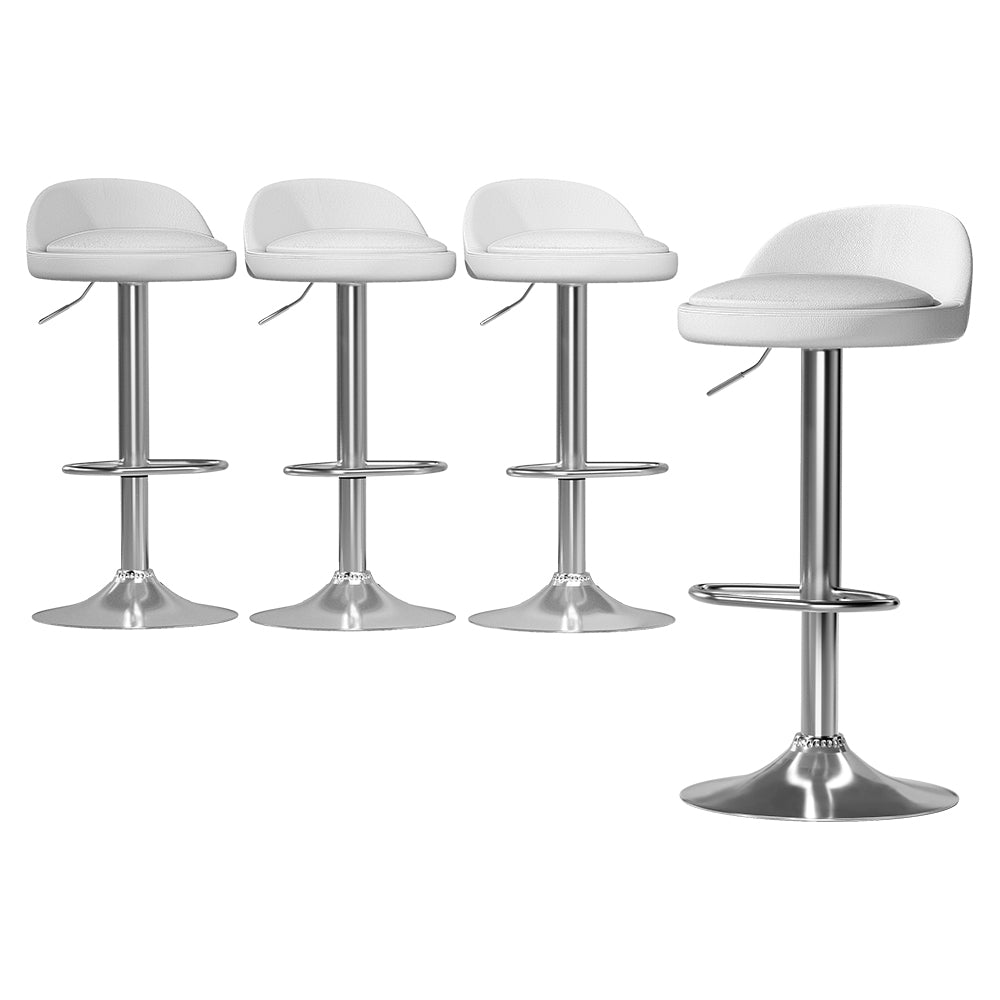 4x Bar Stools PU Leather Gas Lift White by Artiss