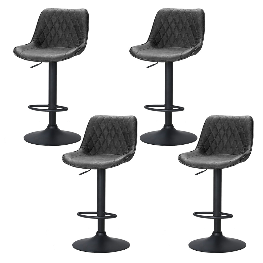 4x Bar Stools Gas Lift Vintage Leather Black by Artiss