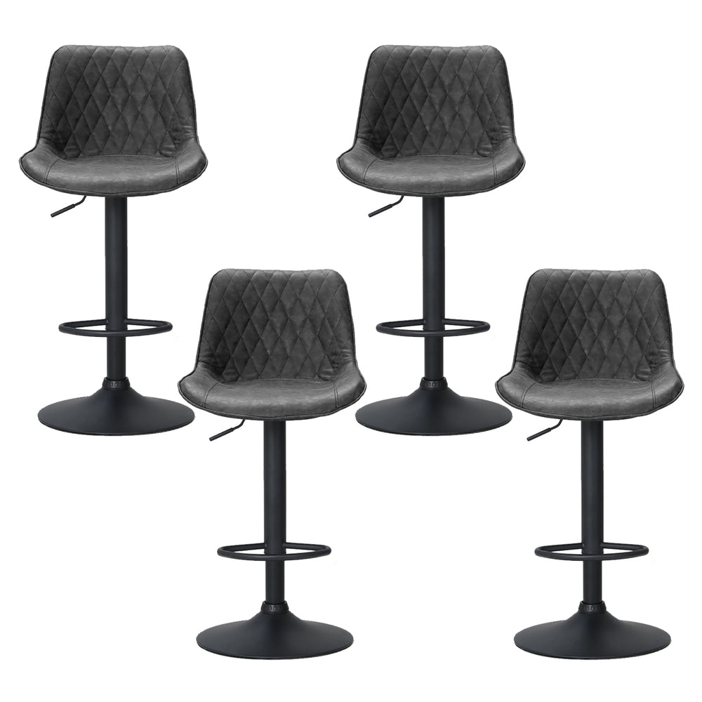4x Bar Stools Gas Lift Vintage Leather Black by Artiss