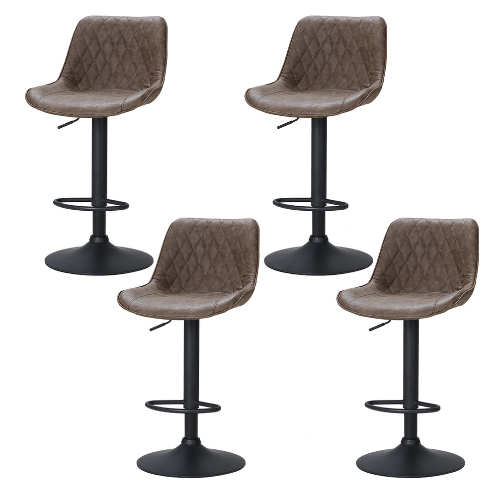 4x Kitchen Bar Stools Gas Lift Vintage Leather Brown by Artiss
