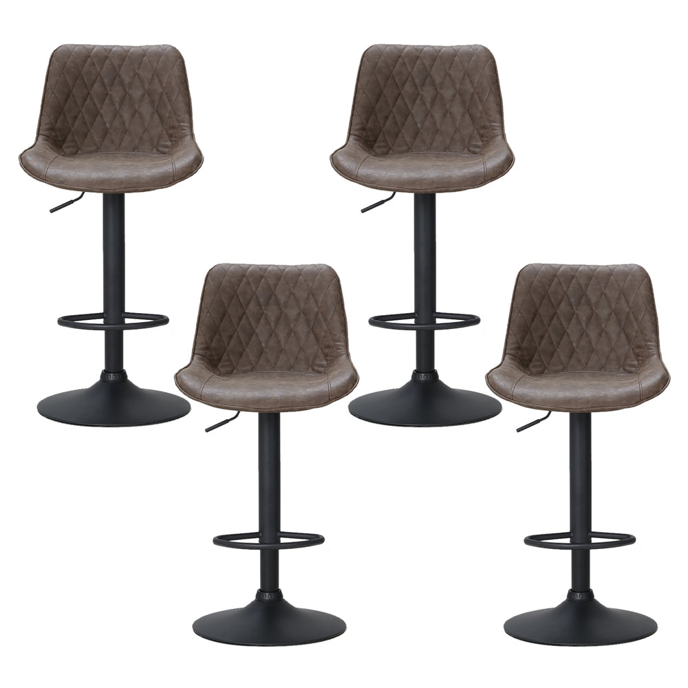 4x Kitchen Bar Stools Gas Lift Vintage Leather Brown by Artiss