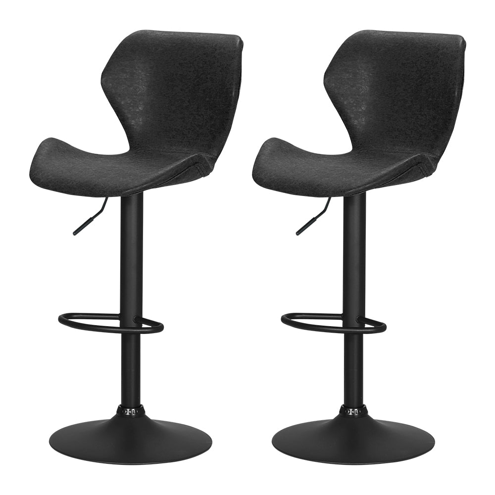 x2 Bar Stools Kitchen Counter Stools Swivel Gas Lift Vintage Chairs Black by Artiss