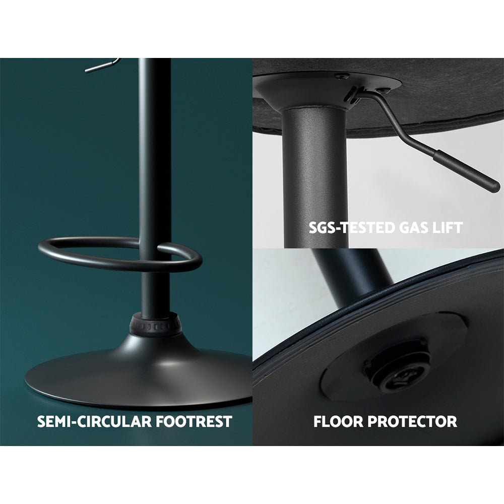 x2 Bar Stools Kitchen Counter Stools Swivel Gas Lift Vintage Chairs Black by Artiss