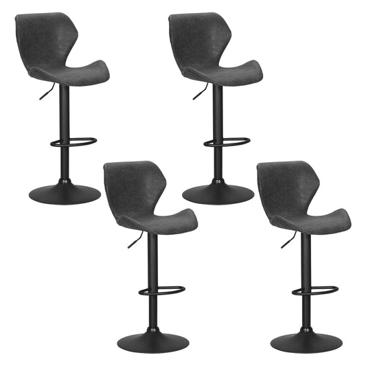4x Bar Stools Vintage Leather Gas Lift Black By Artiss