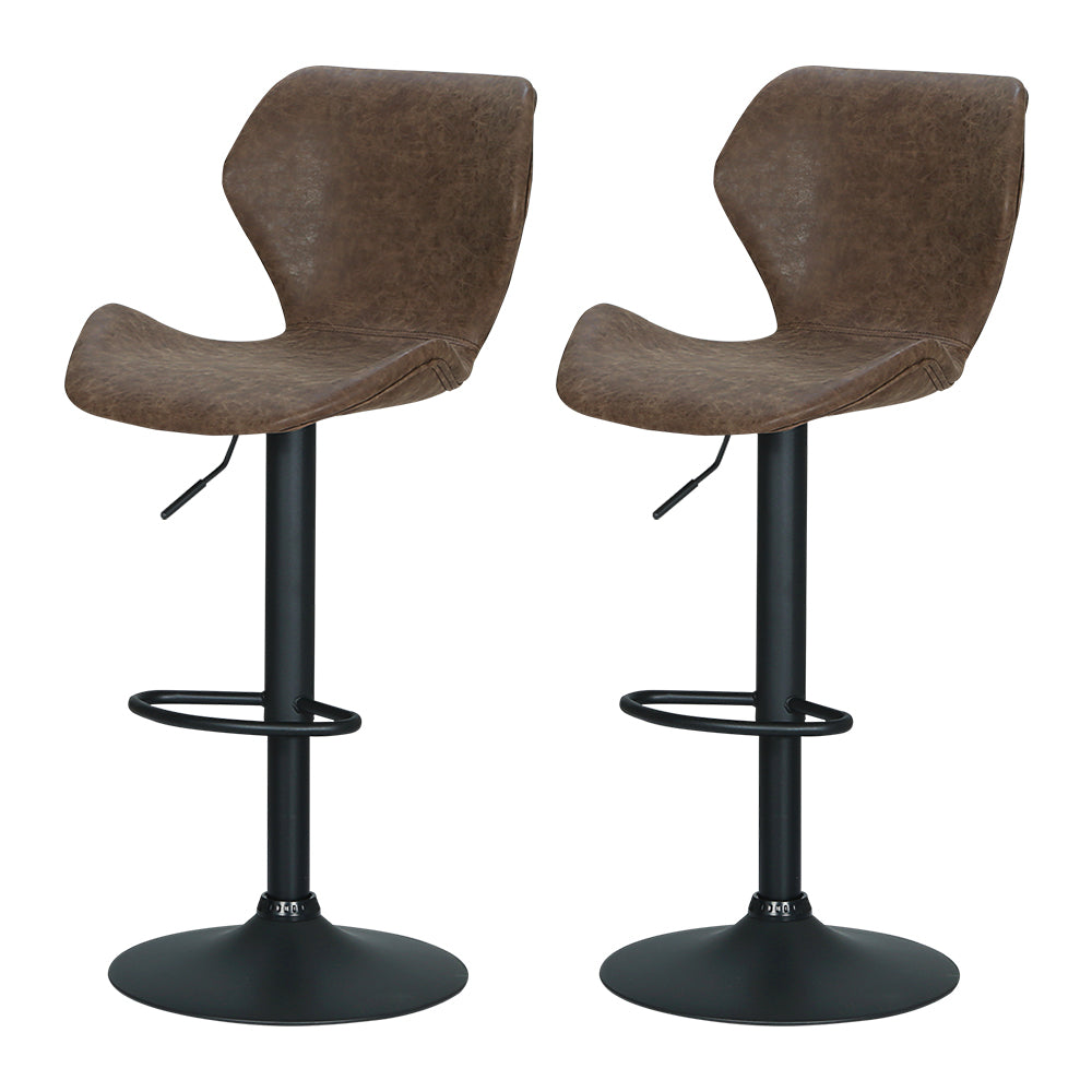 2x Bar Stools Kitchen Counter Stools Swivel Gas Lift Vintage Chairs Brown By Artiss
