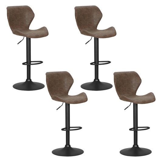 4x Bar Stools Vintage Leather Gas Lift Brown By Artiss