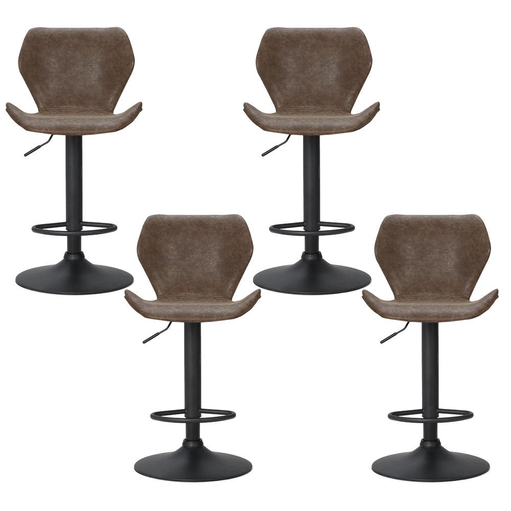 4x Bar Stools Vintage Leather Gas Lift Brown By Artiss