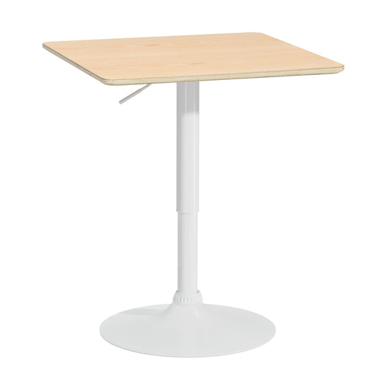 Bar Table Swivel Base Gas Lift Counter Dining Table 60CM Square Pine By Artiss