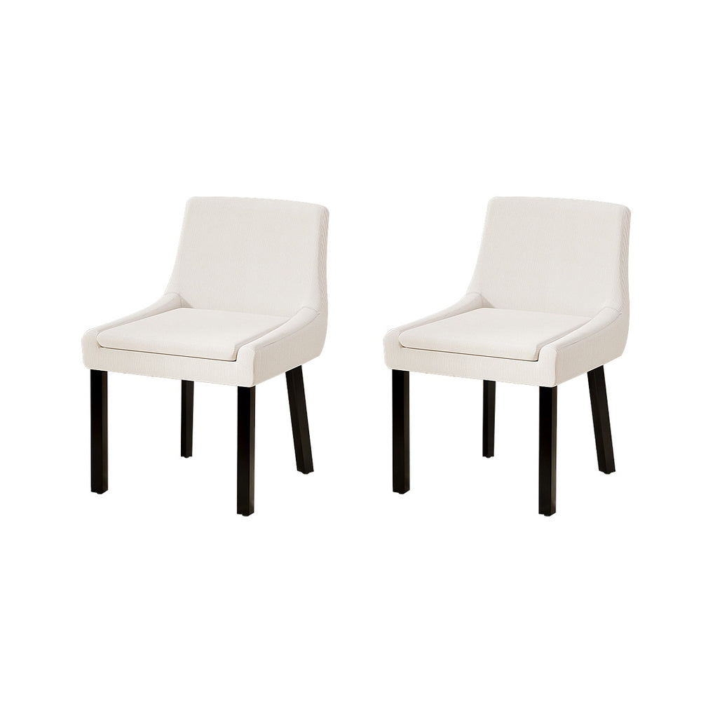 Dining Chairs Set of 2 Corduroy Wooden Beige By Artiss