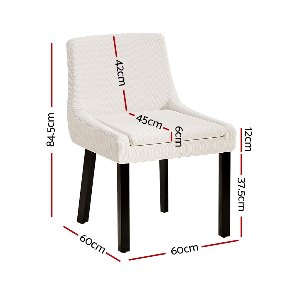Dining Chairs Set of 2 Corduroy Wooden Beige By Artiss