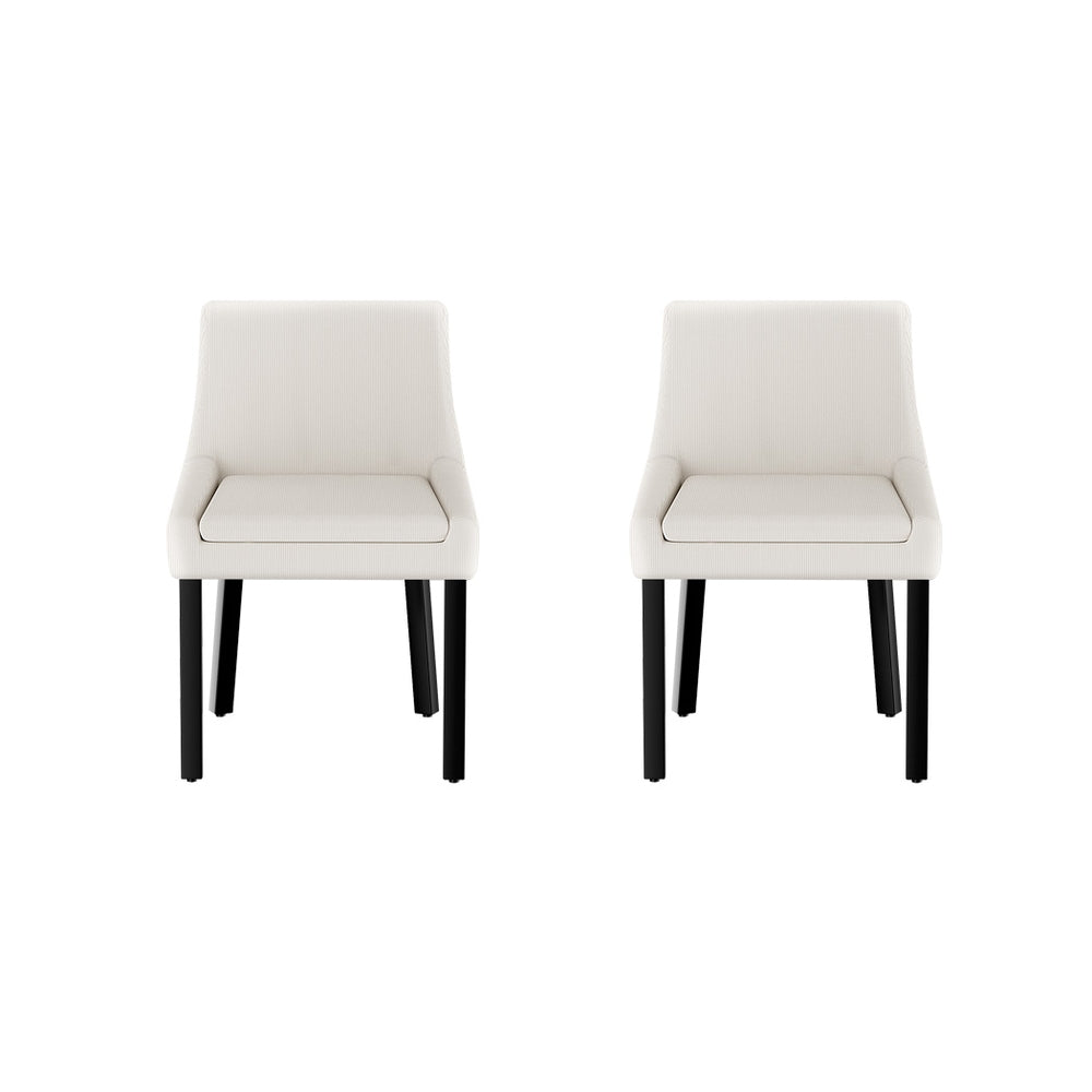 Dining Chairs Set of 2 Corduroy Wooden Beige By Artiss