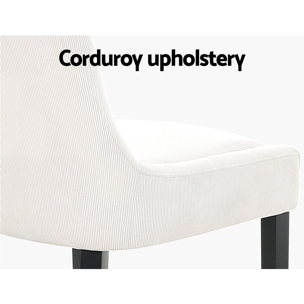 Dining Chairs Set of 2 Corduroy Wooden Beige By Artiss