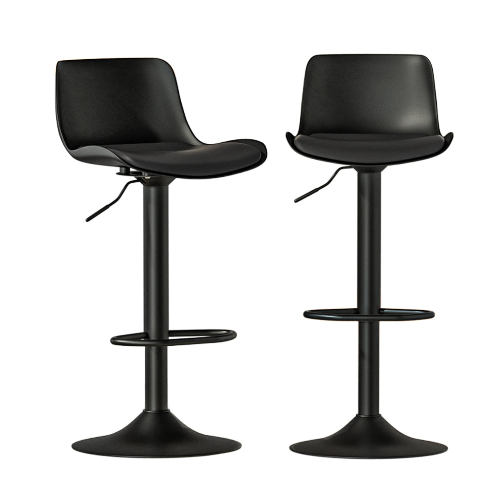 2x Bar Stools Padded Seat Gas Lift Black by Artiss
