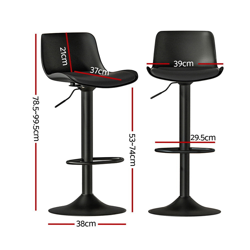 4x Bar Stools Padded Seat Gas Lift Black by Artiss