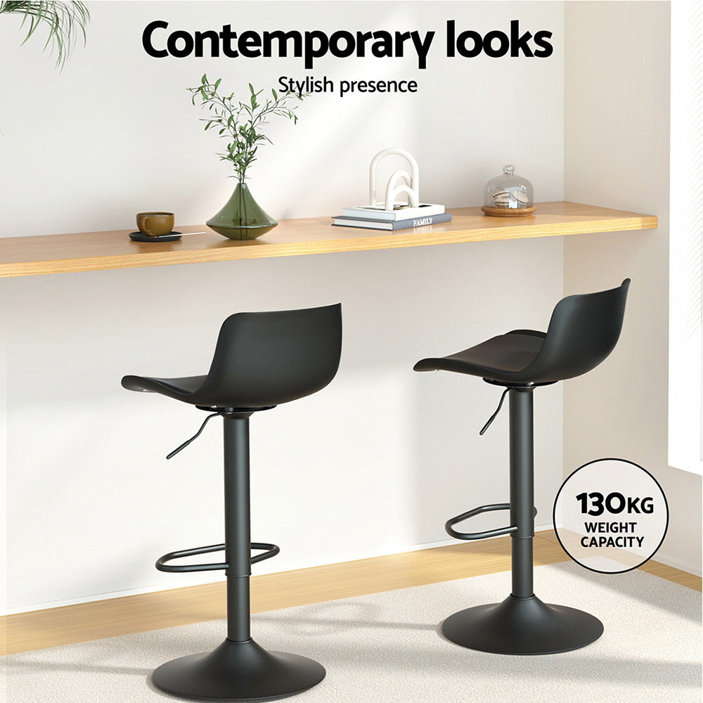 4x Bar Stools Padded Seat Gas Lift Black by Artiss