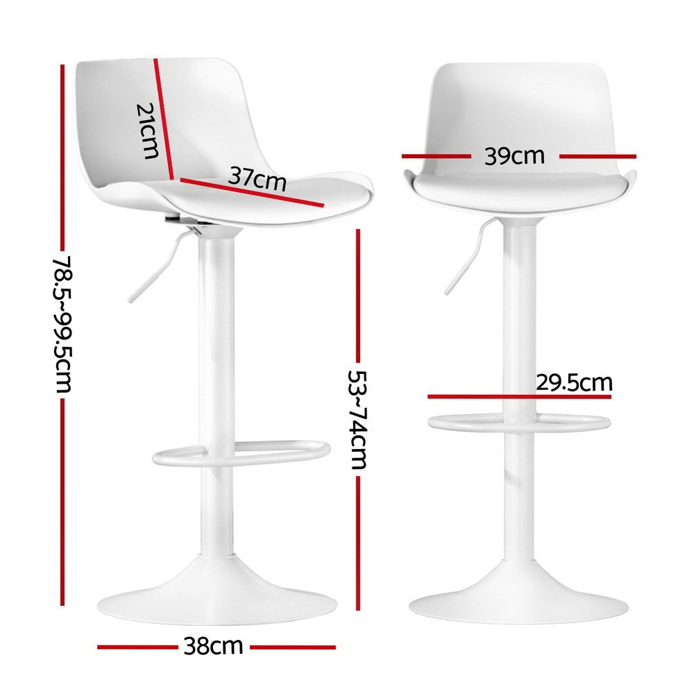 4x Bar Stools Kitchen Swivel Gas Lift Stool Leather Dining Chairs White by Artiss