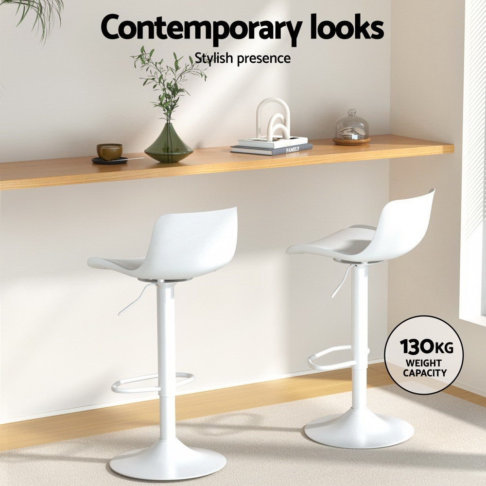 4x Bar Stools Kitchen Swivel Gas Lift Stool Leather Dining Chairs White by Artiss