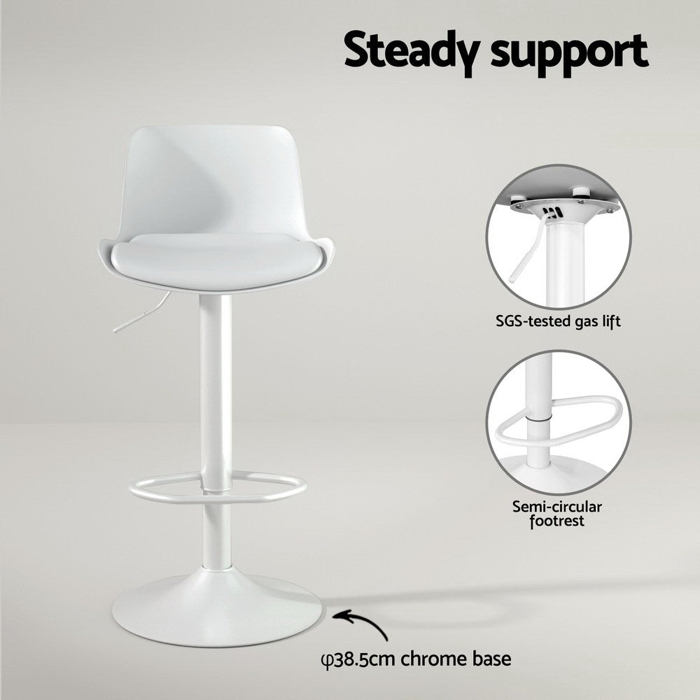 4x Bar Stools Kitchen Swivel Gas Lift Stool Leather Dining Chairs White by Artiss