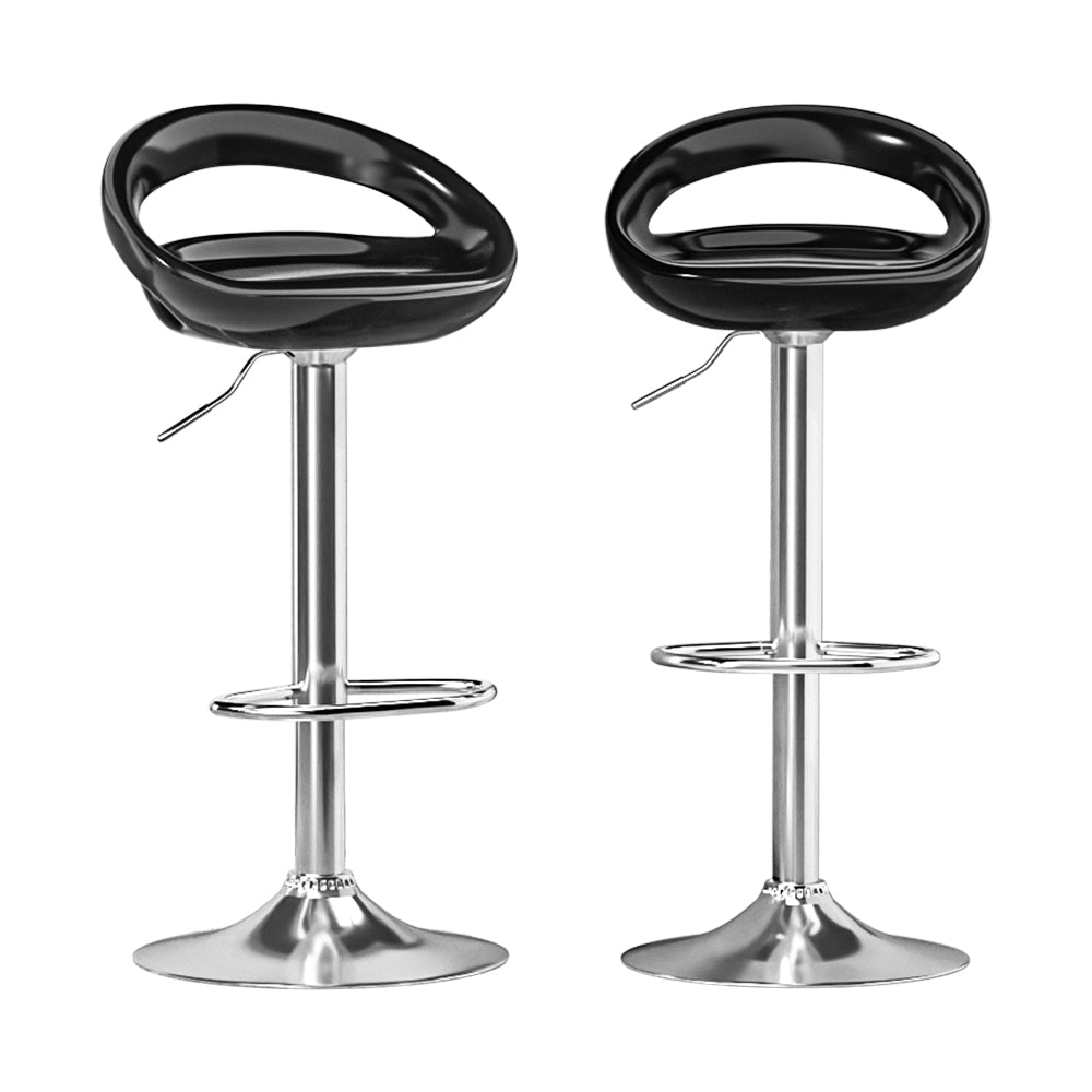 2x Bar Stools Gas Lift Plastic Seat Black by Artiss