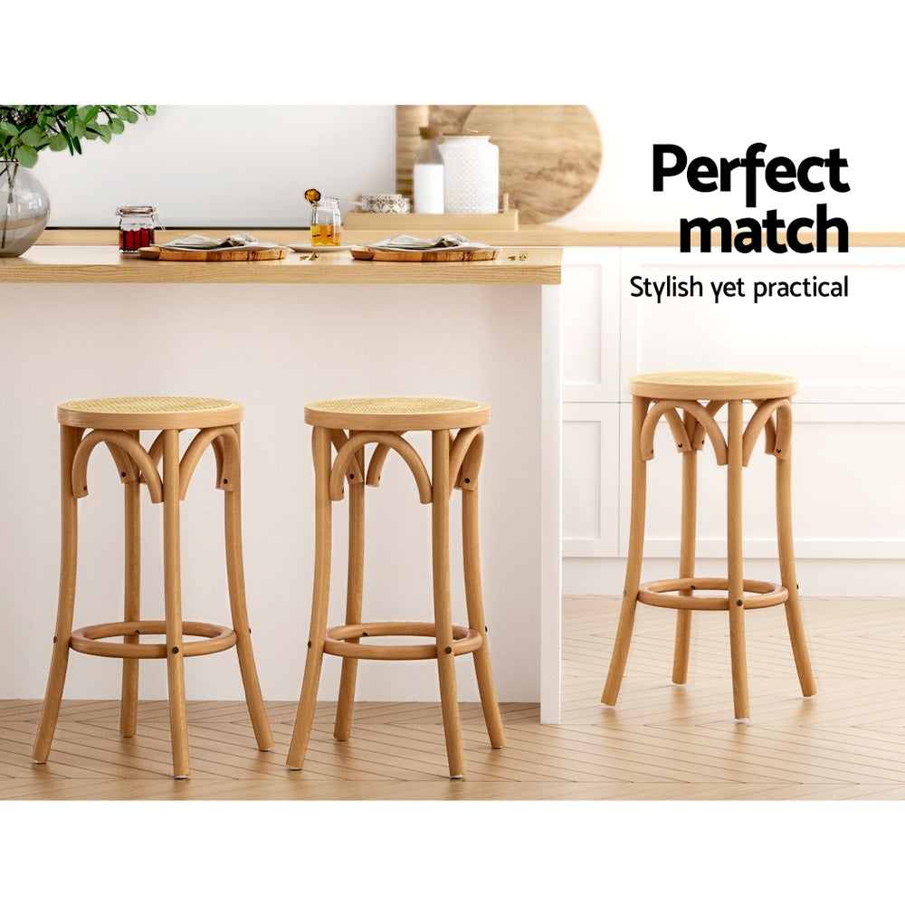 Bar Stool Rattan Seat Wooden by Artiss