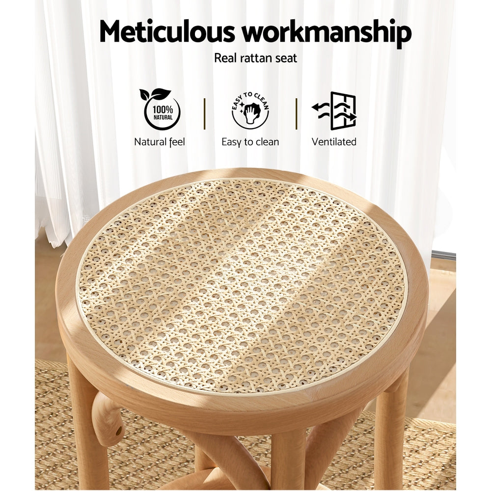Bar Stool Rattan Seat Wooden by Artiss