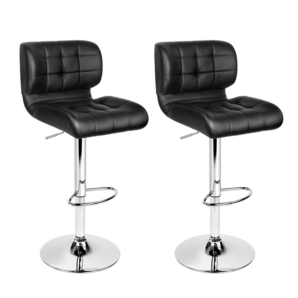 2x Bar Stools Gas Lift Leather Padded Stool by Artiss Black