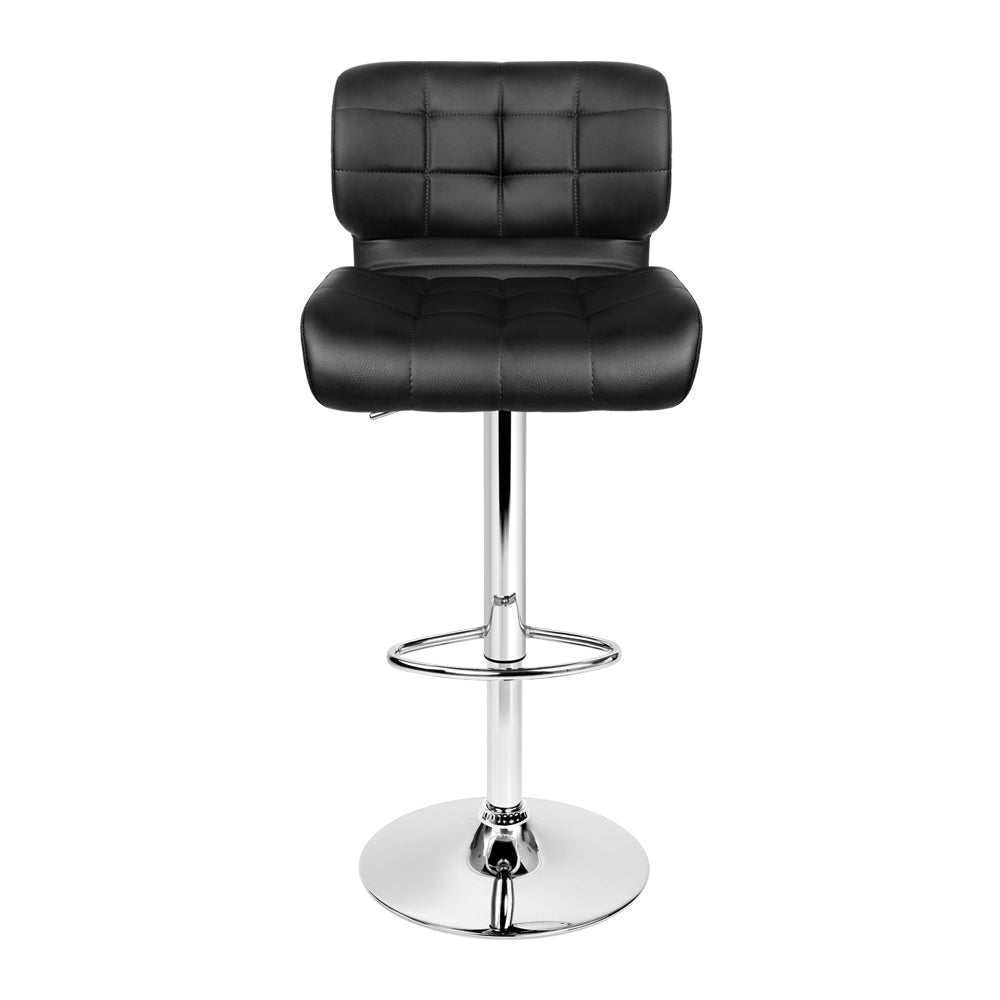 2x Bar Stools Gas Lift Leather Padded Stool by Artiss Black