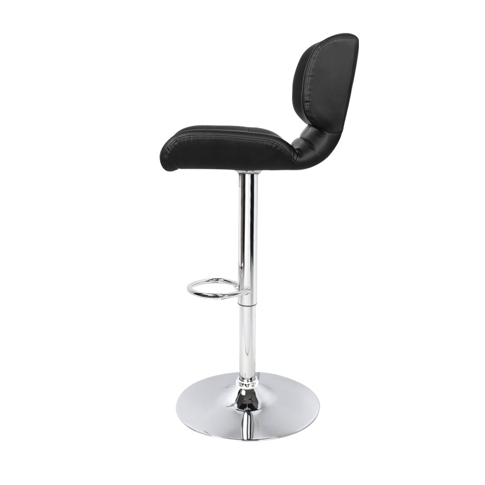 2x Bar Stools Gas Lift Leather Padded Stool by Artiss Black
