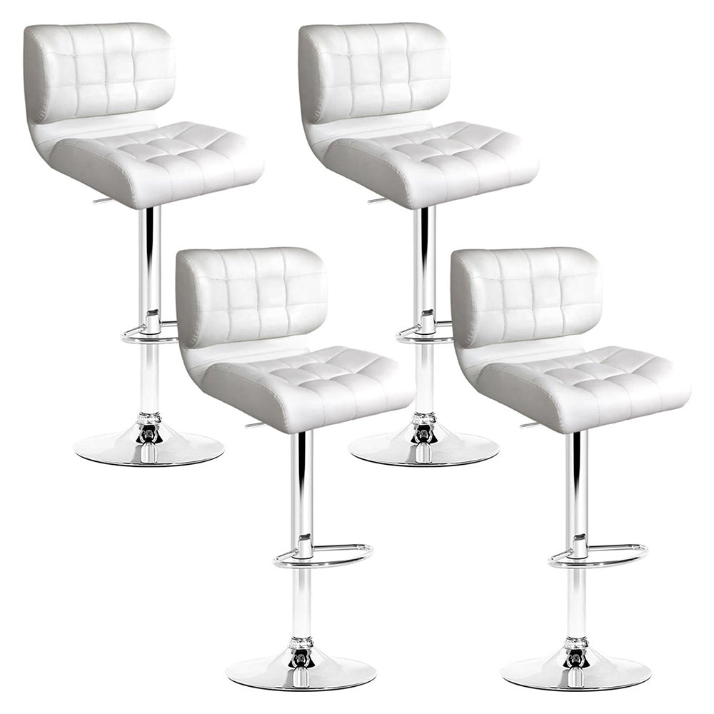 4x Bar Stools Gas Lift Leather Padded White By Artiss