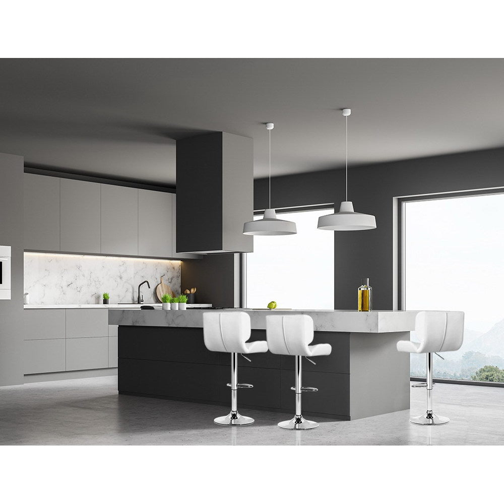 4x Bar Stools Gas Lift Leather Padded White By Artiss