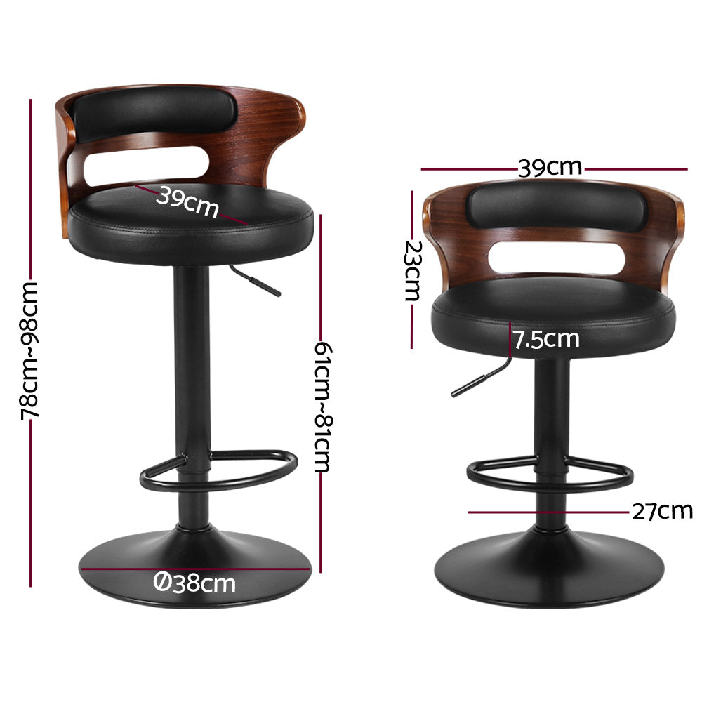 2x Bar Stools Gas Lift Faux Leather By Artiss