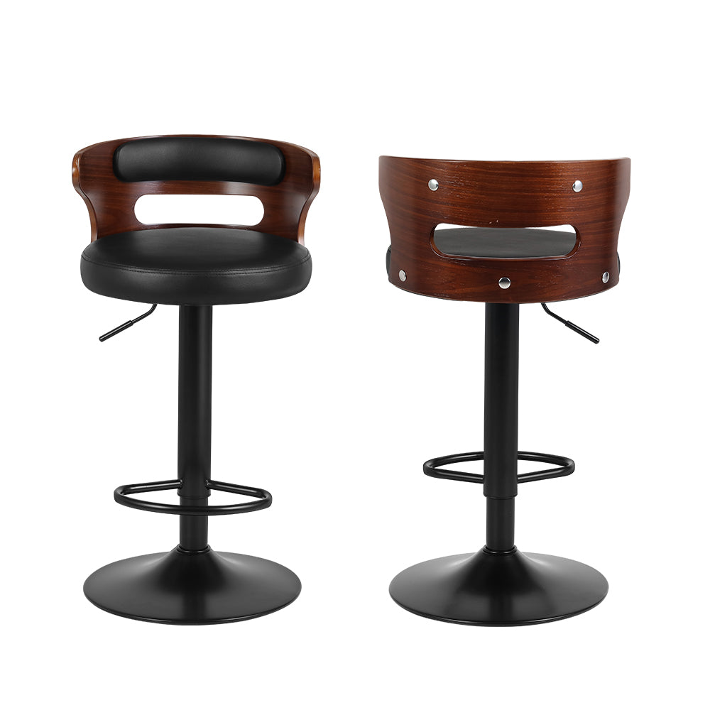 2x Bar Stools Gas Lift Faux Leather By Artiss