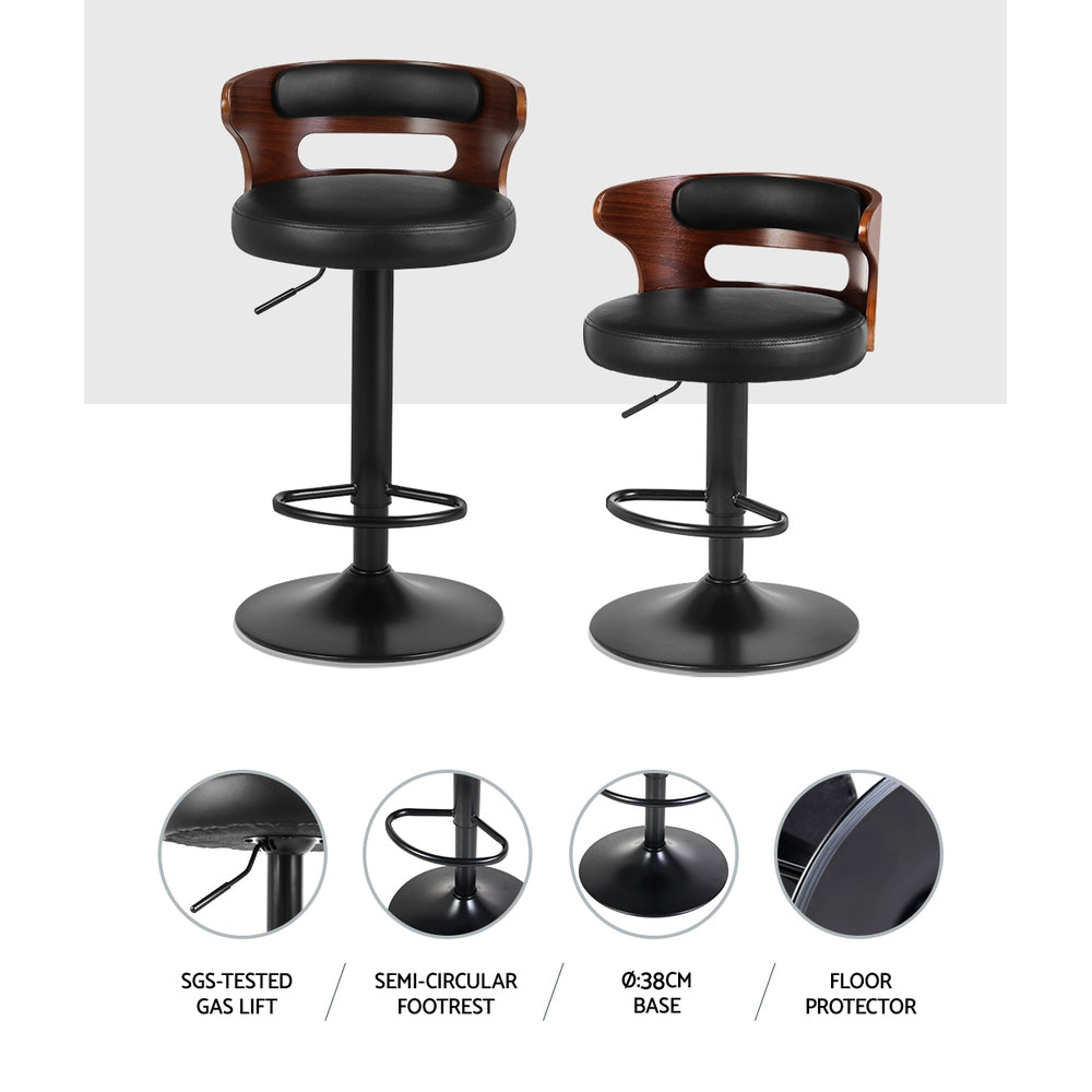 2x Bar Stools Gas Lift Faux Leather By Artiss